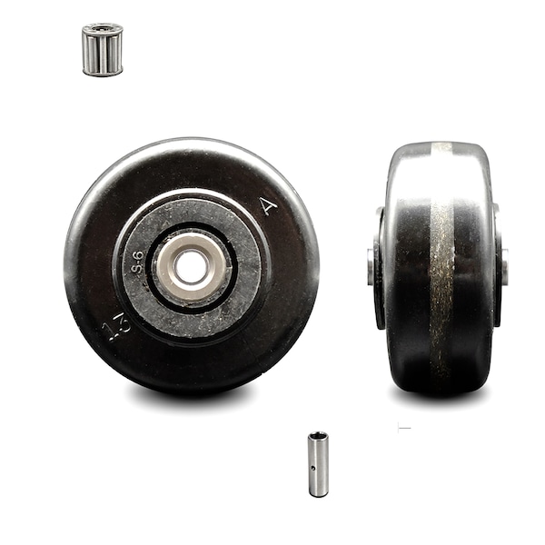 SCC - 3" Phenolic Wheel Only w/Roller Bearing - 3/8" Bore - 600 lbs Capacity